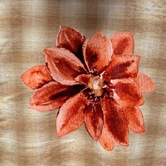 New Hand Printed Womens Medium Christmas Poinsettia Flower Plaid Flannel Hoodie - Picture 2 of 5